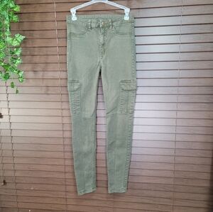 Divided by H&M High-rise Olive Green Skinny Cargo Jeans Women's Size 8